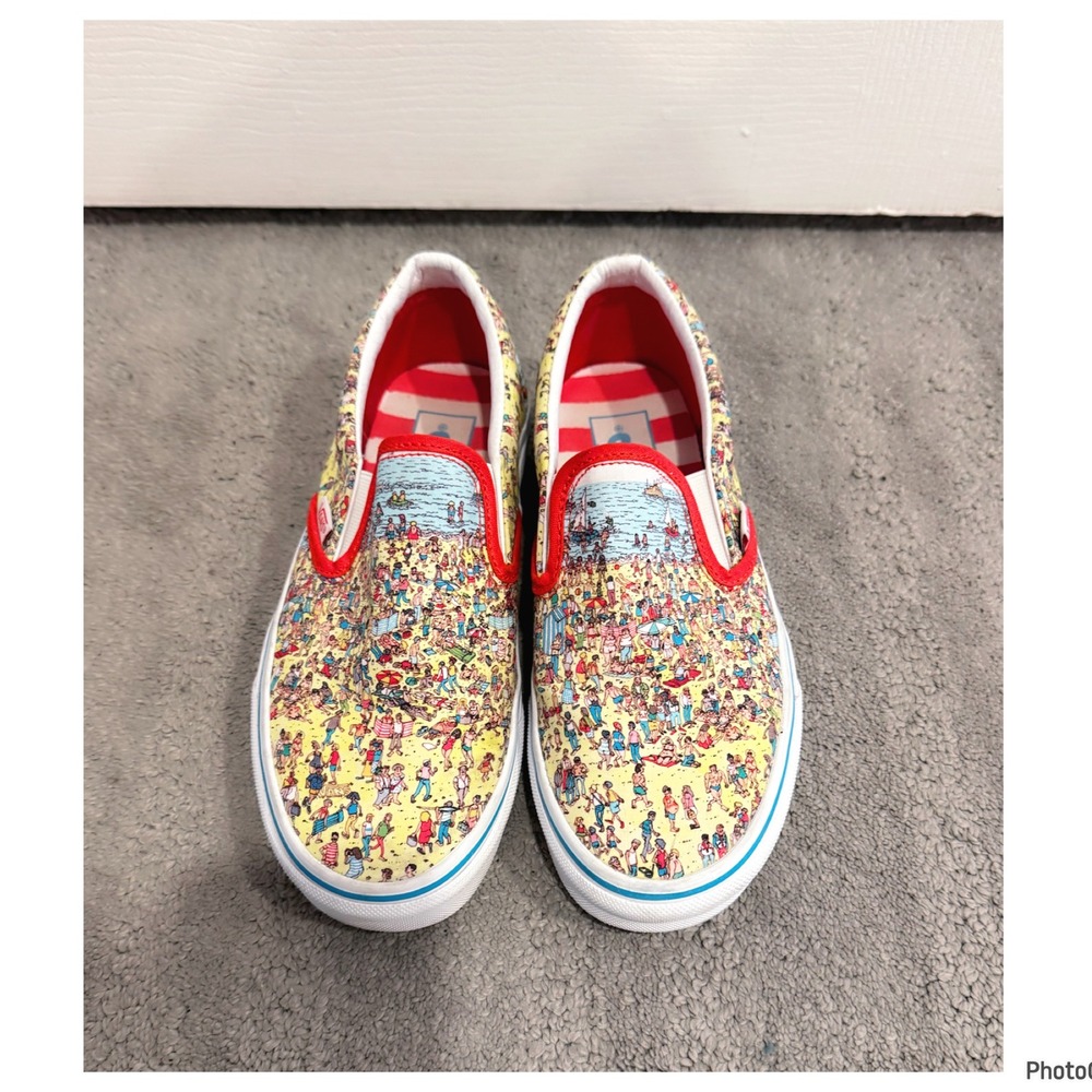 Vans Where's Waldo Classic Canvas Slip On Shoes Sneakers Unisex Men 6 Women 7.5